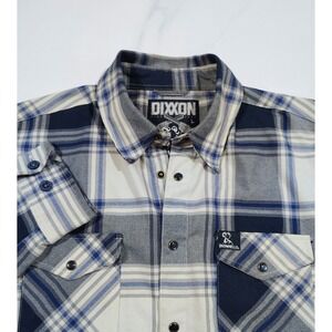 Dixxon Flannel Shirt The Brownells Six Gun Mens Large Blue Plaid Pearl Snap